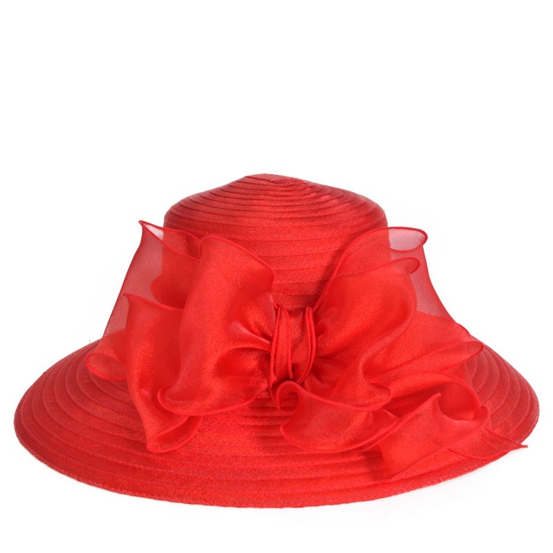 VECRY Women's Dressy Church Baptism Wedding Derby Hat(Red1) - Image 2